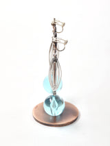 クリアボール ダングルイヤリング ブルー