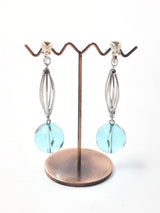 クリアボール ダングルイヤリング ブルー