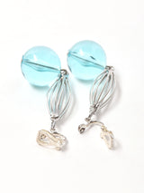 クリアボール ダングルイヤリング ブルー