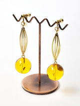 クリアボール ダングルイヤリング イエロー