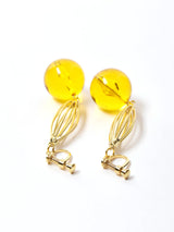 クリアボール ダングルイヤリング イエロー