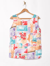 総柄 スリーブレストップス