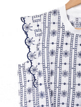 Meridian 刺繍 フリル スリーブレストップス