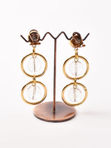 クリアボール×ゴールドリング ダングルイヤリング