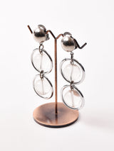 クリアボール×シルバーリング ダングルイヤリング