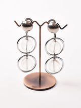 クリアボール×シルバーリング ダングルイヤリング