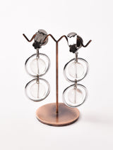 クリアボール×シルバーリング ダングルイヤリング