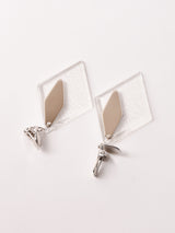 クリア×シルバー ダングルイヤリング