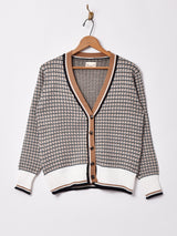 【3色展開】Elcamino チェック柄 ニット カーディガン