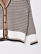 【3色展開】Elcamino チェック柄 ニット カーディガン