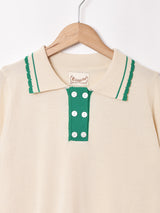 【3色展開】Elcamino ダブルボタン 半袖 ニットポロシャツ