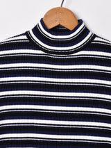 【3色展開】Elcamino モックネック マルチボーダーセーター