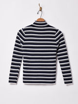 【3色展開】Elcamino モックネック マルチボーダーセーター