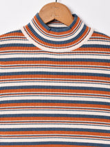 【3色展開】Elcamino モックネック マルチボーダーセーター