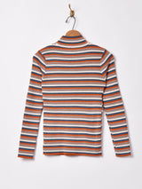 【3色展開】Elcamino モックネック マルチボーダーセーター