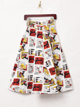 【3色展開】 総柄 キルティング サーキュラースカート