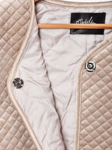 【3色展開】Meridian ベロア キルティングコート 切り替えフェイクファー