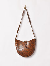 70's 型押し レザー ショルダーバッグ