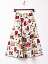 【3色展開】総柄 キルティング サーキュラースカート