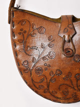 70's 型押し レザー ショルダーバッグ