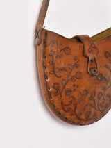 70's 型押し レザー ショルダーバッグ