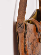 70's 型押し レザー ショルダーバッグ