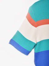 Meridian マルチボーダー 半袖 ニットポロシャツ