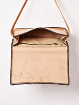 70's 型押し レザー ハンドバッグ