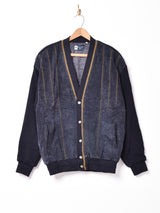 スエード×ニット デザインカーディガン