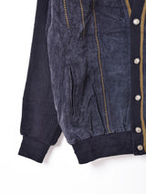 スエード×ニット デザインカーディガン