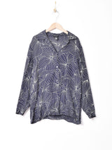 総柄 長袖シルクシャツ