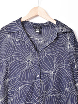 総柄 長袖シルクシャツ