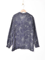 総柄 長袖シルクシャツ