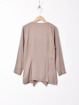 ノーカラーダブルボタントップス