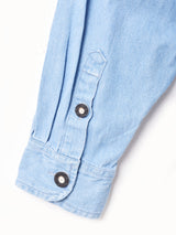 花刺繍 長袖 デニムチロルシャツ