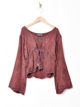 レースアップ ベルスリーブトップス