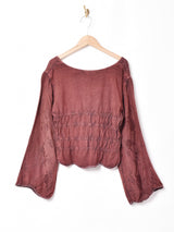 レースアップ ベルスリーブトップス