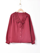 プリーツカラー 長袖ブラウス