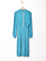 織柄 レース 長袖ワンピース