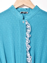 織柄 レース 長袖ワンピース