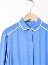 総柄 長袖 シルクワンピース