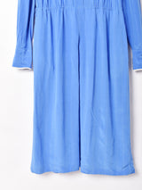 総柄 長袖 シルクワンピース