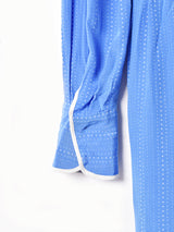 総柄 長袖 シルクワンピース