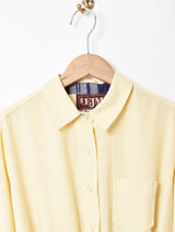 ベルト付き 切り替えデザイン 長袖シャツワンピース