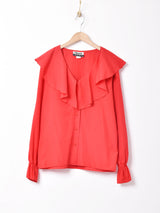 長袖フリルブラウス