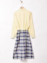 ベルト付き 切り替えデザイン 長袖シャツワンピース