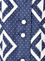 ドット柄 刺繍 長袖シャツワンピース