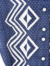 ドット柄 刺繍 長袖シャツワンピース