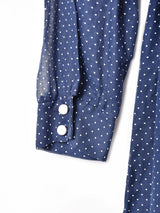 ドット柄 刺繍 長袖シャツワンピース