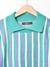 【3色展開】Meridian ストライプ 襟付きセーター
